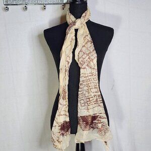 Elope Inc. Harry Potter Tan and Brown Marauder's Map Lightweight Poly Scarf